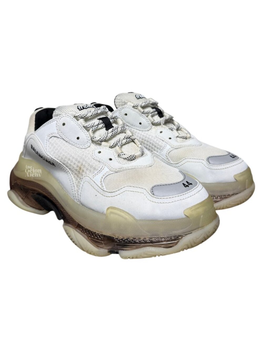 Size 44 Balenciaga Triple S Sneaker 'Clear Sole - White Grey' 541624 Pre-Owned